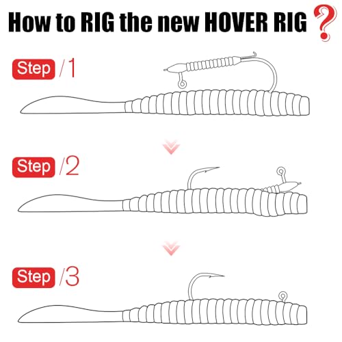 Hover Rig Jig Heads 12-Pack –2X Strong Weighted Swimbait Hooks for Bass Fishing– Freshwater Sizes #1 1/32oz to 3/0 1/8oz - color: 1/32oz-#1 (12pk)