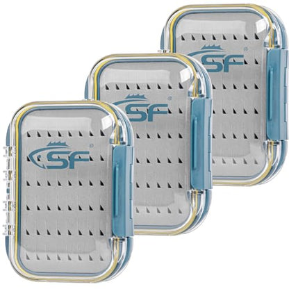 SF Small Waterproof Fly Box Double Sided Floating Fly Fishing Case Storage For Nymph Wet Dry Fly Flies Easy Grip Foam 3packs - style: Easy Grip Foam-small-3pcs