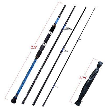 Fiblink Surf Spinning Fishing Rod Carbon Travel Surf Rod 2 Piece/3 Piece/4 Piece Spinning Fishing Rod 9'/10'/11'/12'/15' - style: 4pc 10ft---spinning