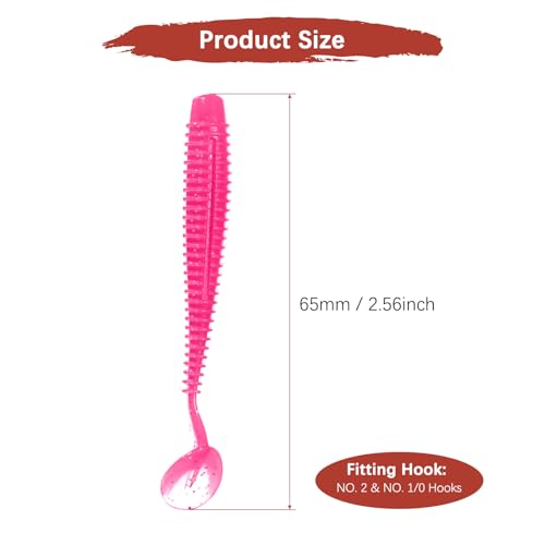 Soft Fishing Lures - Paddle Tail Swim Bait for Bass, Trout in Saltwater & Freshwater - Rigged with Hooks - Durable ABS Plastic - color: Pink, size: 2.56"