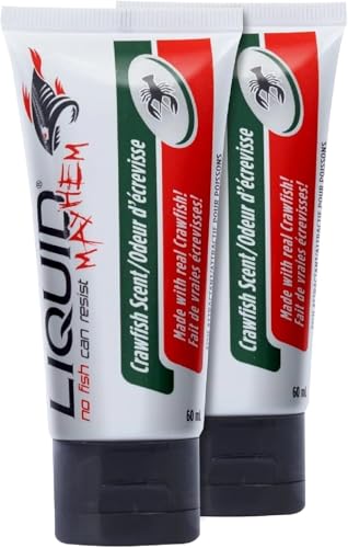Liquid Mayhem Crawfish Fish Attractant Gel 60 ml / 2 oz · 60 Uses – Real Anchovy Bait & Aminos | UV-Enhanced Long-Lasting Gel – All Lure Types - size: 2-Pack