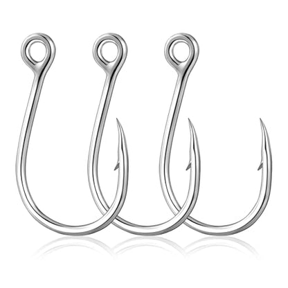 Alwonder 10-Pack Inline Hooks 5X Strong Single Replacement Hook for Hard Baits, High Carbon Steel Heavy Duty Welded Eye Fishing Hooks, Jigging Hook for Freshwater Saltwater Trolling Fishing Tackle - size: #4/0