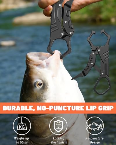 5Pcs Fishing Tool Kit, Corrosion Resistant Fishing Pliers with Lanyard, Floating Fish Lip Gripper, Braid Scissors, Fishing Gear Set, Ideal Fishing Accessories & Gifts for Men, Fishermen