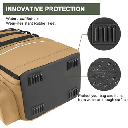 MATEIN Fishing Backpack, Water Resistant Tackle Storage Bag with Rod Holders & Cooler, Fishing Gifts for Men - color: Khaki - Large