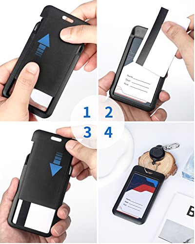 Uniclife 3 Pack Sliding Vertical Badge Holders for Office School IDs | Hard black sliding vertical case with clear window protects ID, credit, proximity key cards and drivers licenses. - color: Black, size: 3 Pack