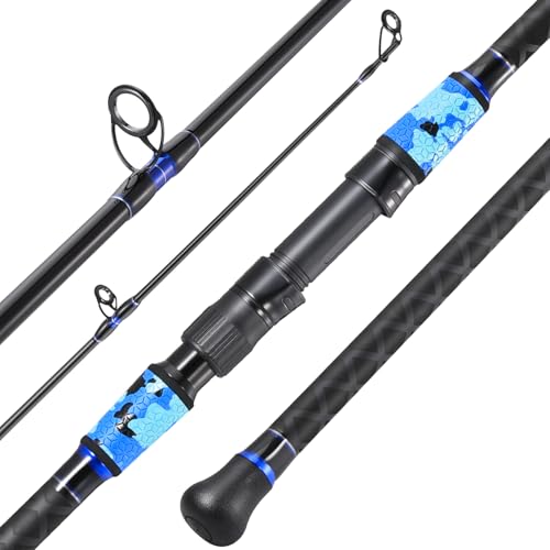 Sougayilang Surf Fishing Rod Portable Travel MH/H Surf Spinning Rod 4 Piece Carbon Fiber Saltwater Fishing Rod 10'/11'/12'/15' - color: blue, size: 11ft-Spinning-4Pc-MH