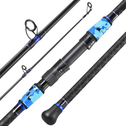 Sougayilang Surf Fishing Rod Portable Travel MH/H Surf Spinning Rod 4 Piece Carbon Fiber Saltwater Fishing Rod 10'/11'/12'/15' - color: blue, size: 11ft-Spinning-4Pc-MH