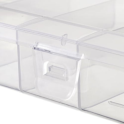 JUXYES 2Pack Plastic Small Fishing Tackle Box Organizer with 6 Compartments, Clear Mini Fishing Tackle Storage Boxes with Dividers, Transparent Fish Pocket Tackle Storage Box Lure Box