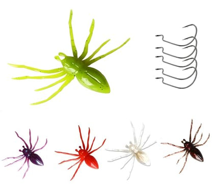 Topwater Spider Fishing Lure Bait - Soft Spider Lures for Bass Trout Pike,TPE Flexible Body for Lifelike Action, Perfect for Freshwater Saltwater Fishing