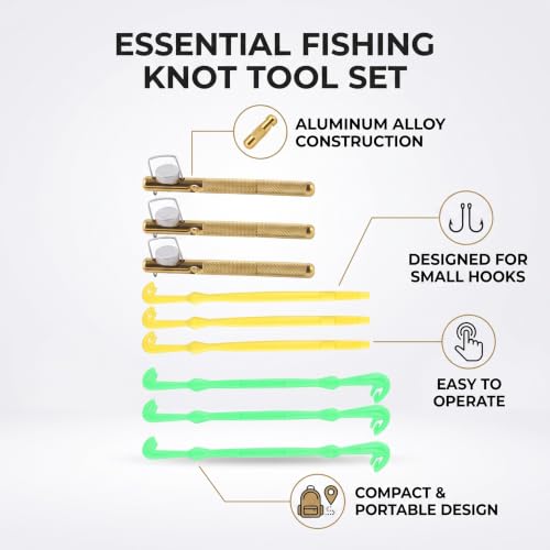 Zerone Fishing Knot Tool Set, 9 Pack Aluminum Alloy Stainless Steel Hook Tying Device Remover for Small Hooks Easy Carry Fishing Gear