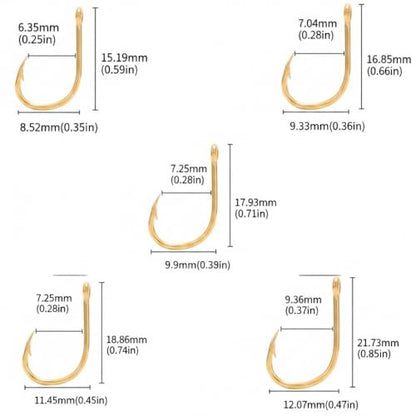 500Pcs Fishing Hooks Set – High Carbon Steel Sharpened Barbed Circle Hooks in Assorted Sizes 3 to 12 for Freshwater and Saltwater Fishing - size: 2#-with Holes