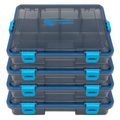 Reaction Tackle Standard Tackle Trays, Plastic Tackle Box Organizers with Four Secure Latches, Removable Dividers and Semi Transparent Lid for Fishing Storage - 3500 (4-Pack) - size: 3500 (4-Pack)