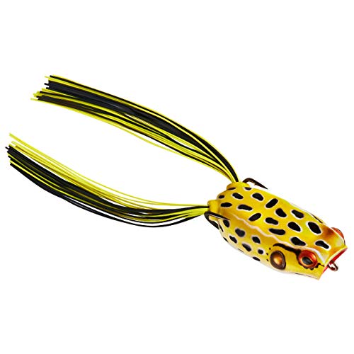 BOOYAH Poppin' Pad Crasher Topwater Bass Fishing Hollow Body Frog Lure with Weedless Hooks - color: Swamp Frog