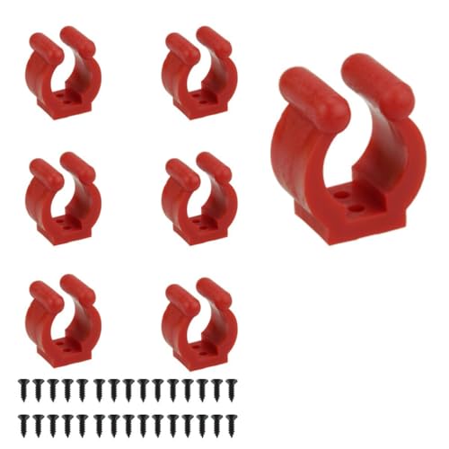24 PCS Fishing Rod Clips, Wall Mount Fishing Pole Holder Clips for 0.66" to 0.95" Poles, Pool Cue Holder Storage Rack Replacement (Red) - color: Red