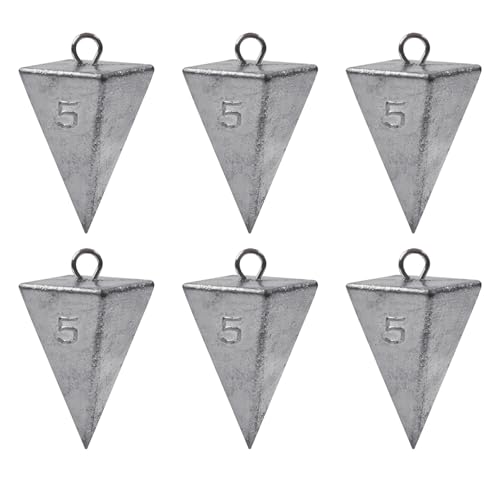 Pyramid Sinkers Fishing Weights, Saltwater Surf Fishing Sinkers Triangle Fishing Weights for Ocean Saltwater Surf Fishing Gear Tackle 1oz 2oz 3oz 4oz 5oz 6oz 8oz - color: 5oz - 6pcs