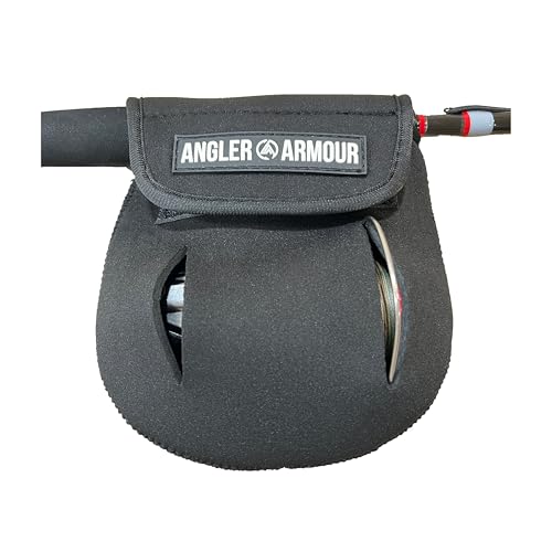 Angler Armour Spinning Reel Cover, Fishing Reel Cover, Neoprene Reel Cover, Spinning Reel Sleeve, Spinning Reel Protective Sleeve, Fits 1000, 2000, 3000, 3500 Spinning Reels (Black) - color: Black