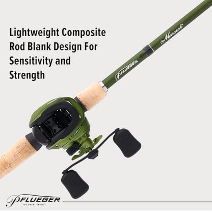 Pflueger Monarch Low Profile Baitcast Reel and Fishing Rod Combo - size: 7' - Medium Heavy - 2pc - RH