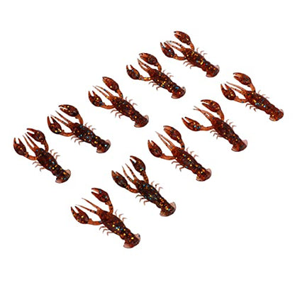 Acouto 10pcs Soft Fishing Lure Crawdad Bait PVC Shrimp Artificial Soft Lure Baits for Bass Fishing – Dark Brown Crawfish Plastics, 5.5cm Lifelike Action, Reusable & Tear for - color: Dark Brown