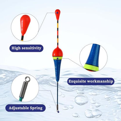 Giantree Fishing Floats Fishing Bobbers,10 Pcs Oval Trout Float Foam Fishing Floats Wood Slip Fishing Bobbers, Bobber Stopper Spring Stick Slip Floats Accessories for Catfish Trout Bass Fishing Line