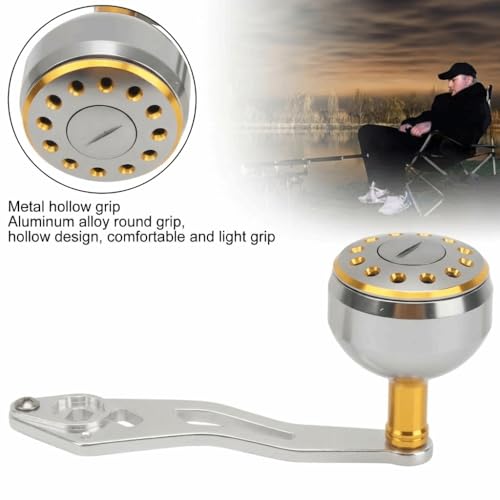 Baitcasting Reel Handle Replacement Parts, Aluminum Alloy Fishing Reel Rocker Arm with 8x5mm Mounting Hole, Lightweight Handle Grip for Baitcasting Reel Repair - color: Silver