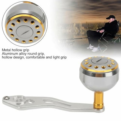 Baitcasting Reel Handle Replacement Parts, Aluminum Alloy Fishing Reel Rocker Arm with 8x5mm Mounting Hole, Lightweight Handle Grip for Baitcasting Reel Repair - color: Silver