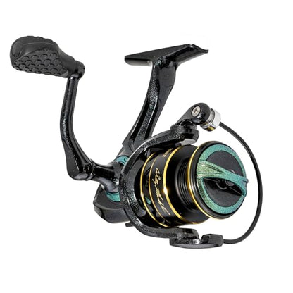 Lew’s Wally Marshall Signature Series Spinning Fishing Reel, 5+1 Bearings, Graphite Frame and Rotor, Interchangeable Retrieve, Green/Gold - size: 50