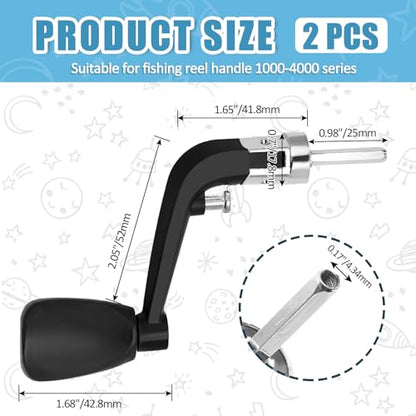 2PCS Fishing Handles Spinning Reel Knob Replacement, Rubber Handle Reel Handle Grips Fishing Reel Replacement for Fishing Reel - size: 1000-4000