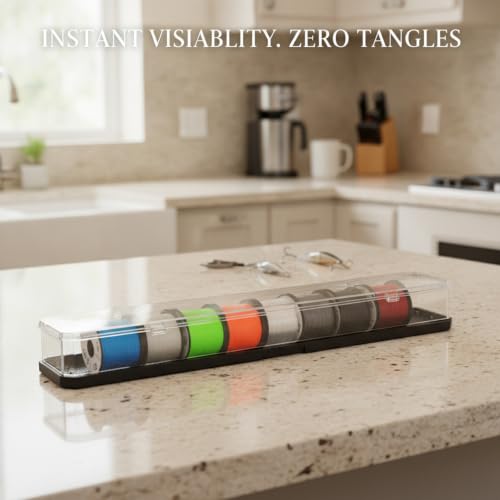 Anglers' Slim Fishing Line Spool Organizer, Transparent Tackle Storage Box for Quick ID and Compact Carry - size: 16.14 x 2.17 x 0.63 in