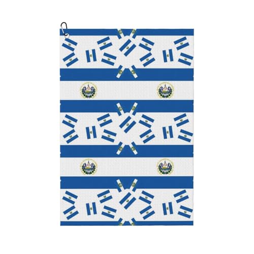 Supdreamc Golf Club Cleaning Towel 24x16 Inches with Carabiner Clip, National Flag El Salvador, Highly Absorbent Quick Dry Microfiber for Bag & Cart - color: Style (108)