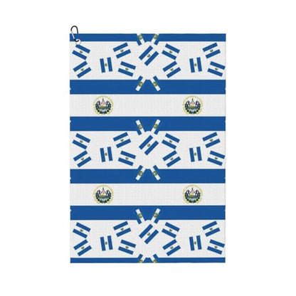 Supdreamc Golf Club Cleaning Towel 24x16 Inches with Carabiner Clip, National Flag El Salvador, Highly Absorbent Quick Dry Microfiber for Bag & Cart - color: Style (108)