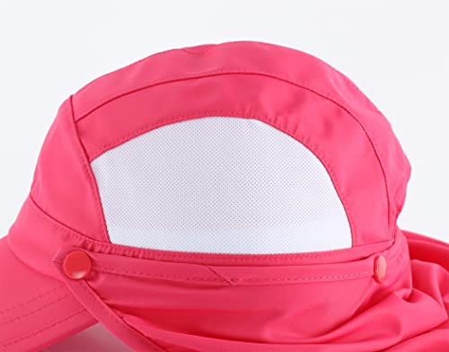 Connectyle Kids Sun Hat with Removable Neck Flap UPF 50+ Sun Protection Baseball Cap Summer Beach Sun Hats 3-6 Years - color: Hot Pink