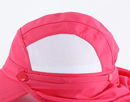 Connectyle Kids Sun Hat with Removable Neck Flap UPF 50+ Sun Protection Baseball Cap Summer Beach Sun Hats 3-6 Years - color: Hot Pink