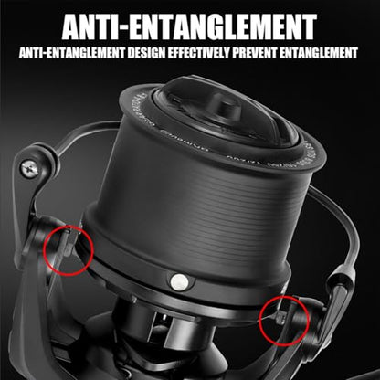 Heavy Duty Spinning Reel Metal Body with CNC Machined Spool 55LB Max Drag 6/8+1 Bearings Ultra Smooth 4.6/4.8:1 High Speed Gear Ratio Saltwater Freshwater Fishing Reel for 8000 to 14000 Series - color: BKM10000
