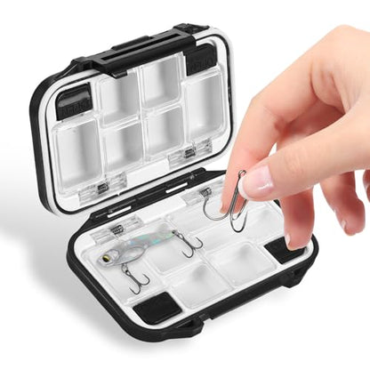 Yardwe Waterproof Fishing Tackle Box Portable Lure Storage Case Compact Dark Plastic Fishing Gear Organizer for Freshwater and Saltwater Anglers