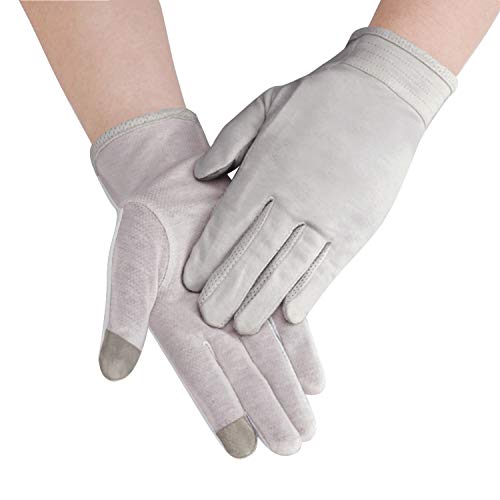 JIAHG Women Men's Driving Gloves Summer UV Sun Glove Non Slip Touchscreen Cotton Gloves Outdoor Sunblock Mittens for Cycling - color: Cotton-grey Full Finger