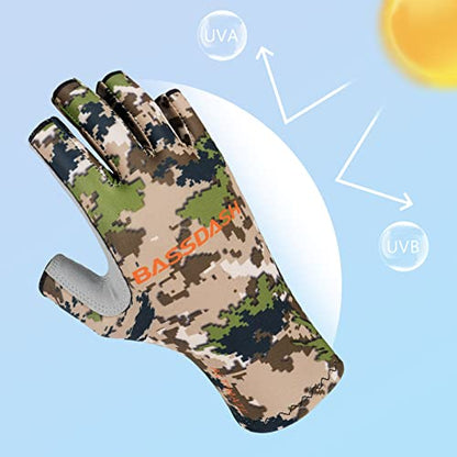 Bassdash ALTIMATE UPF 50+ Sun Protection Fingerless Fishing Gloves Men - color: ALTIMATE I - Highland, size: Large