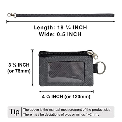 CHENSPRX Minimalist RFID Blocking Small Wallet with ID Window,WaterResistant Zip Id Case Wallet with Lanyard Keychain for Cards,Cash,Travel,Women,Men - color: DarkGrey