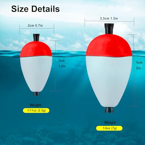Peg Floats Slotted 10PCS Catfish Fishing Floats Foam Slip Bobbers for Fishing Santee Rig Crappie Panfish Bass Trout 1.2in,2in - size: 1.2in-3cm