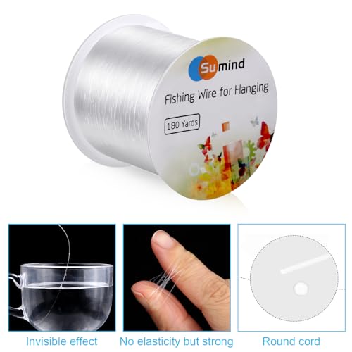 Sumind 2 Rolls Fishing Line Clear Nylon Fish String Cord Crystal Nylon Thread Fishing Line Wire for Craft Bracelet Beads, 0.3 Mm, Total 360 Yards/ 1080ft, No Elasticity