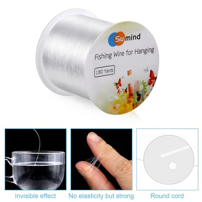 Sumind 2 Rolls Fishing Line Clear Nylon Fish String Cord Crystal Nylon Thread Fishing Line Wire for Craft Bracelet Beads, 0.3 Mm, Total 360 Yards/ 1080ft, No Elasticity