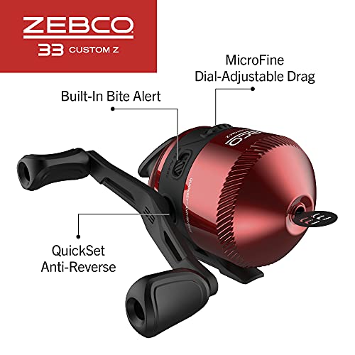 Zebco 33 Custom-Z Spincast Reel and 2-Piece Fishing Rod Combo, 6-Foot Fiberglass Rod with Split-Grip EVA Handle, Quickset Anti-Reverse Fishing Reel with Bite Alert