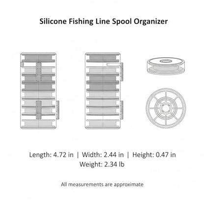 Silicone Fishing Line Spool Organizer Box with Number Stickers for Tackle Storage and Gear Organization - size: 4.72 x 2.44 x 0.47 in