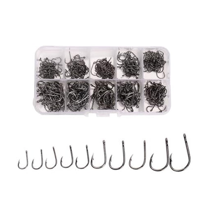 500Pcs Fishing Hooks Set – High Carbon Steel Sharpened Barbed Circle Hooks in Assorted Sizes 3 to 12 for Freshwater and Saltwater Fishing - size: 1#-with Holes