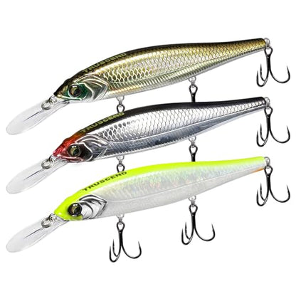 TRUSCEND Suspending Jerkbait, Rattle Minnow Lures with BKK Hooks, Freshwater Bass Trout Striper Walleye Pike Fishing Lures, Variety Pack for All Water Conditions, Premium Fishing Gear and Gifts - color: A2-4.3",0.6oz