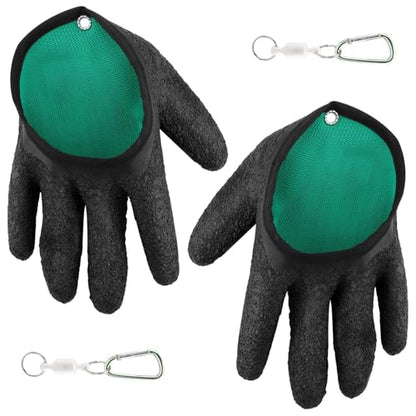 Saycker 2 Pcs Fishing Gloves with Magnet Release, Fisherman Professional Catch Fish Gloves Quickly Drying Fishing Puncture Proof Glove, Anti-Slip Fish Glove for Handling, Catching
