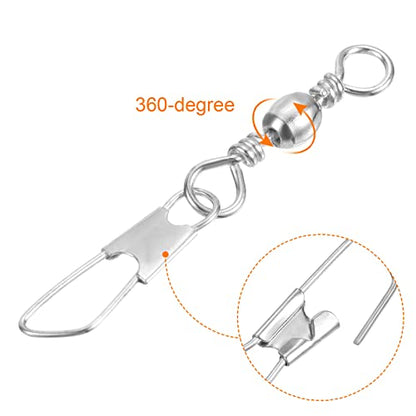 PATIKIL Fishing Barrel Swivel with Safety Snap Carbon Steel - style: 22lb