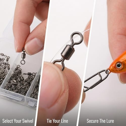 MOBOREST Fishing Swivels Snap Swivels Barrel Swivels with Snaps | coastlock snap, secure lock, 360° rotation, anti line twist, quick lure swap, 5 sizes, saltwater & freshwater fishing tackle