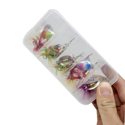 Fishing Spinner Baits Lures Kit for Trout Bass Salmon Lures with Treble Fishing Hooks, Rooster Tail Fishing Gears Spoons Effective in Freshwater/Saltwater - color: 10pcs/box with Rooster Tail