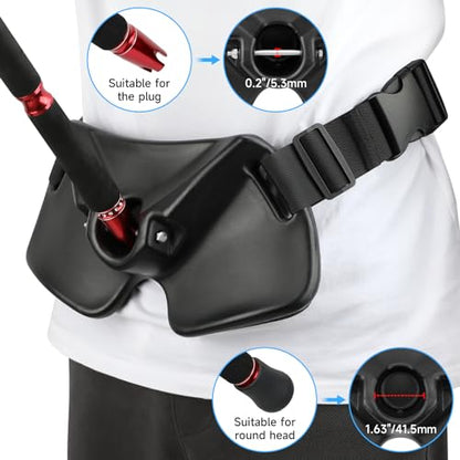 SANLIKE Fishing Belt Rod Holder Adjustable Fishing Fighting Waist Belt with EVA Padded Great Plastic Material Fighting Belt - color: Black