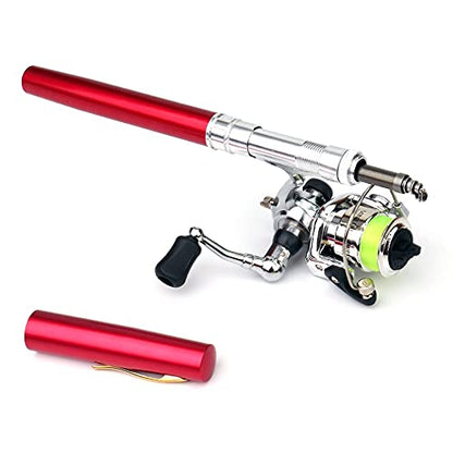 Lixada Fishing Rod Reel Combo Mini Pen Fishing Pole Kit Telescopic Fishing Rod Spinning Reel Combo Kit - color: Red, size: 1.4 m